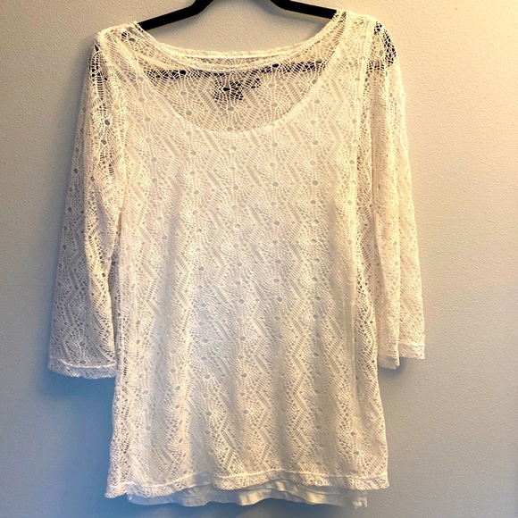 Tribal size L white knit top with built in tank. - Picture 1 of 3